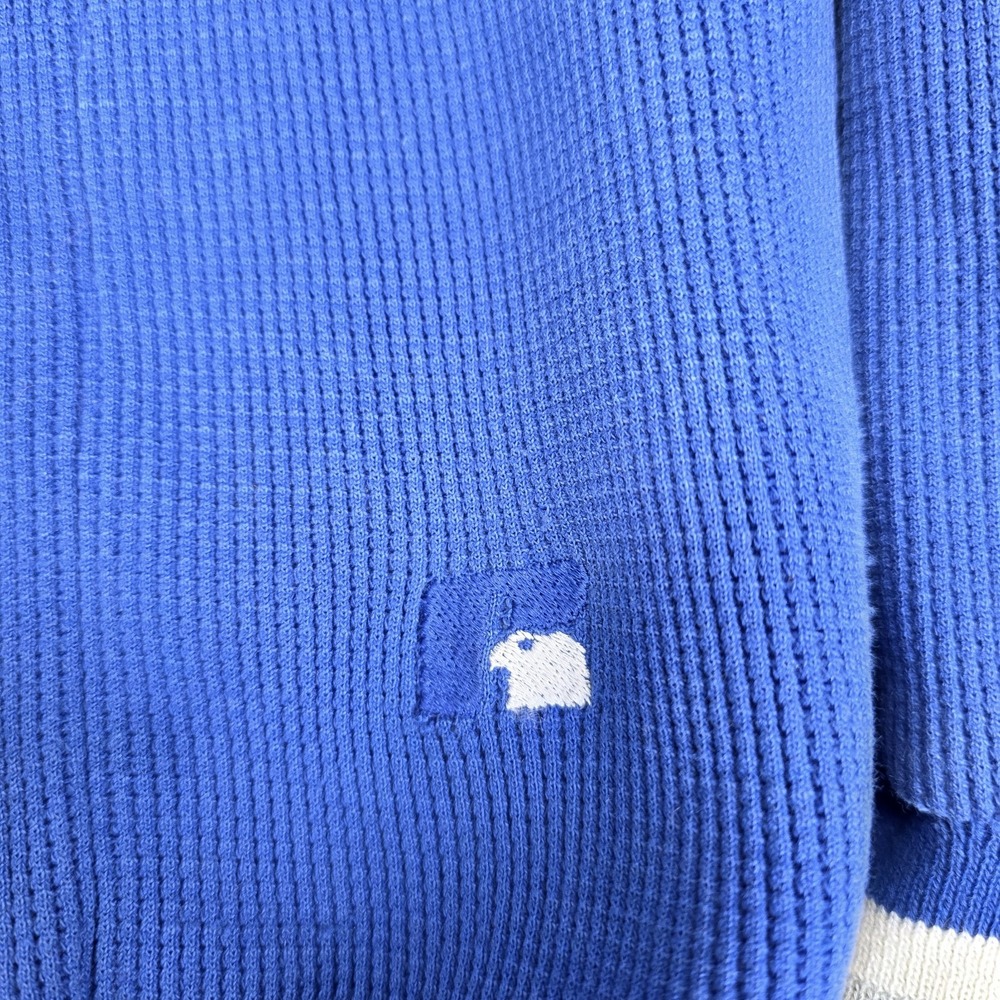 Vintage Russel Athletics Thermal LA Rams Crewneck Size Med Blue Distress Pockets - Picture 3 of 7